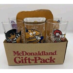 Vintage 1977 McDonald’s McDonaldland Glasses – Complete Set of 6 – White Etching